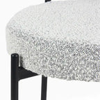 Chaises de salle à manger rondes modernes en bouclette, lot de 2 | Pieds noirs | Mousse haute densité