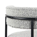 Chaises de salle à manger rondes modernes en bouclette, lot de 2 | Pieds noirs | Mousse haute densité