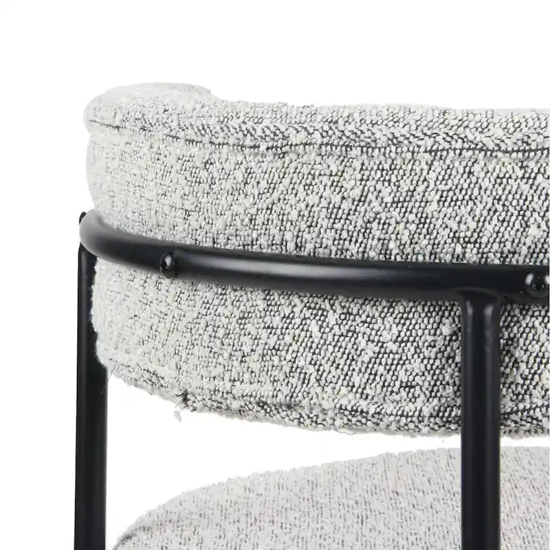 Chaises de salle à manger rondes modernes en bouclette, lot de 2 | Pieds noirs | Mousse haute densité