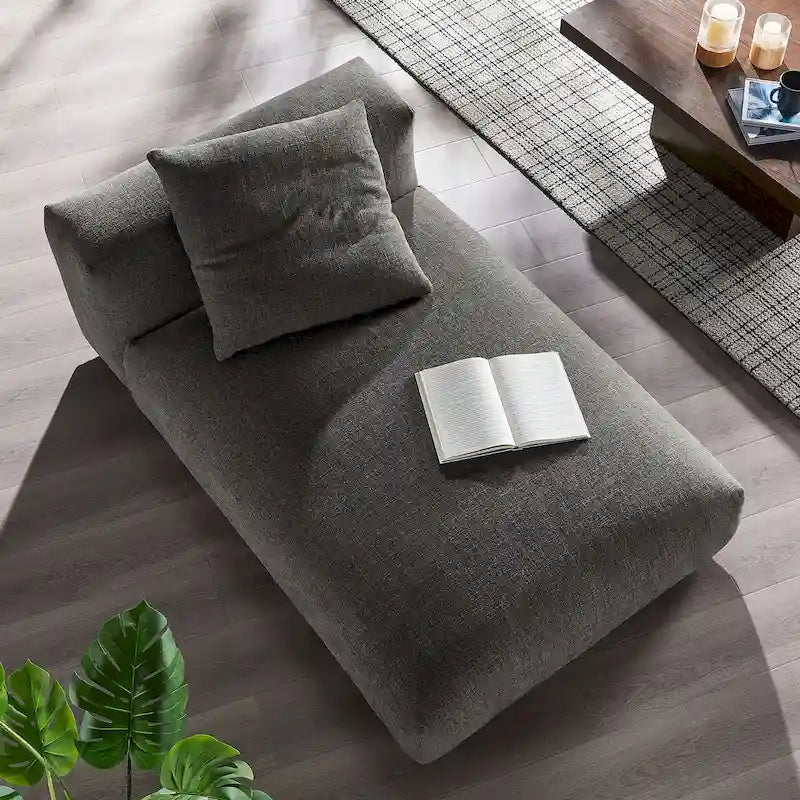 Chaise longue modulable en tissu rembourré sans accoudoirs | Capacité de 227 kg