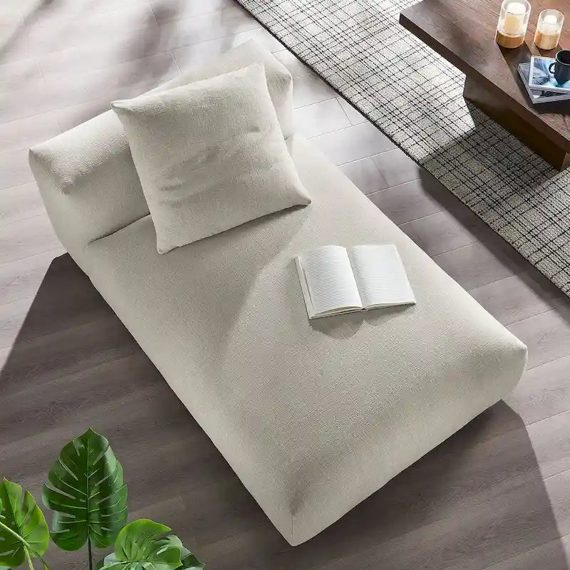 Chaise longue modulable en tissu rembourré sans accoudoirs | Capacité de 227 kg