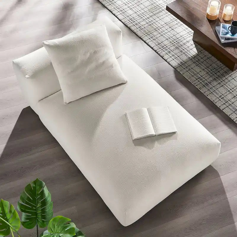 Chaise longue modulable en tissu rembourré sans accoudoirs | Capacité de 227 kg