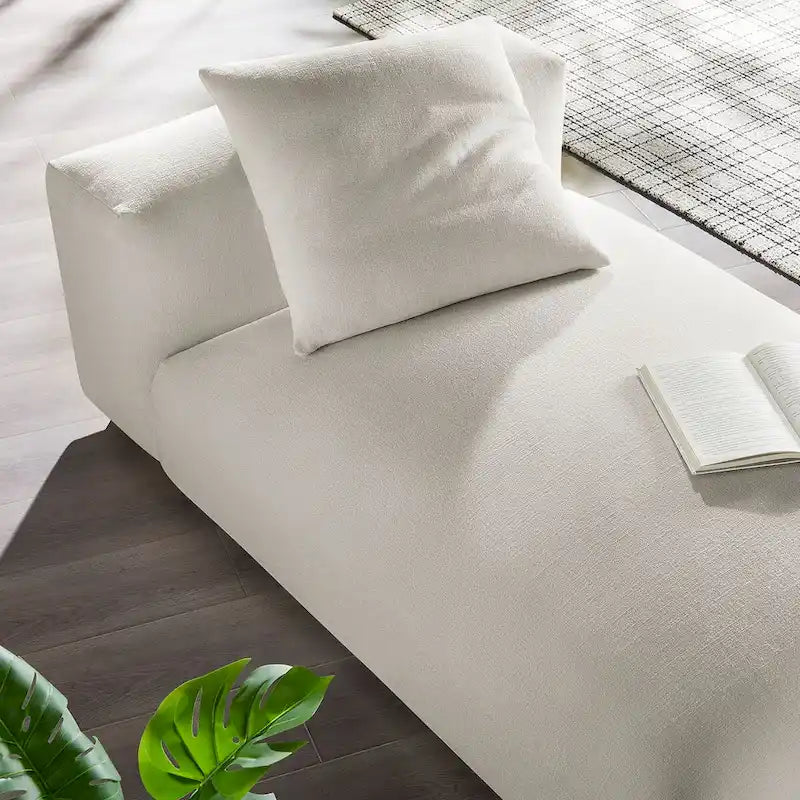 Chaise longue modulable en tissu rembourré sans accoudoirs | Capacité de 227 kg