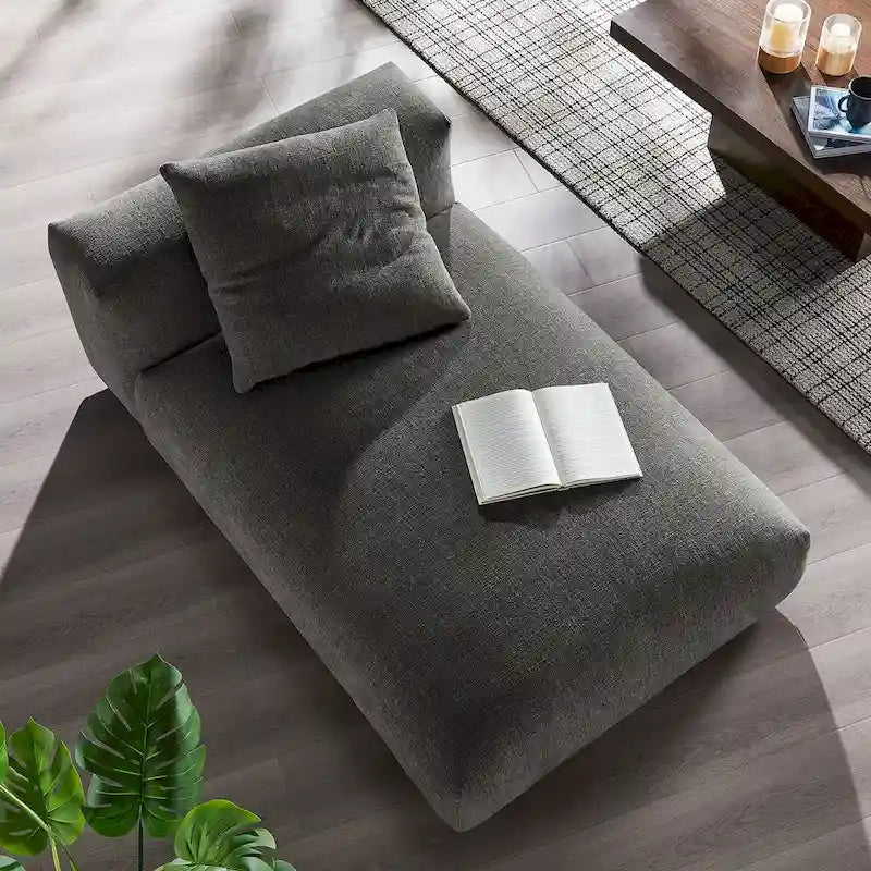 Chaise longue modulable en tissu rembourré sans accoudoirs | Capacité de 227 kg