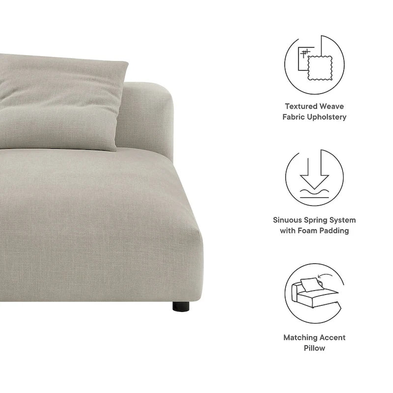 Chaise longue modulable en tissu rembourré sans accoudoirs | Capacité de 227 kg