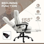 Fauteuil de bureau de direction de massage en microfibre, Chaise de bureau pivotante d'ordinateur, Fauteuil d'ordinateur inclinable chauffant avec oreiller de soutien lombaire