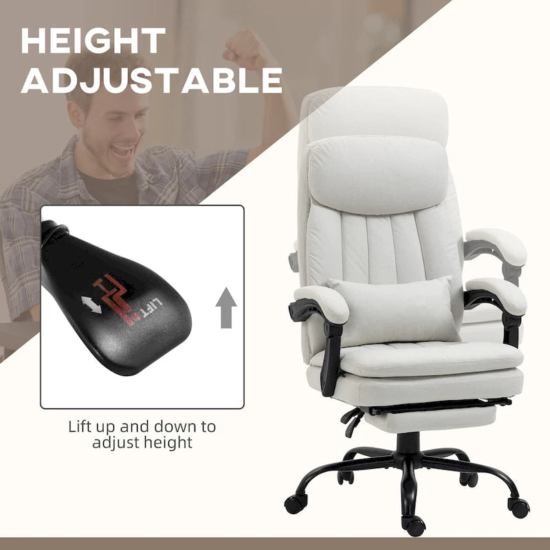 Fauteuil de bureau de direction de massage en microfibre, Chaise de bureau pivotante d'ordinateur, Fauteuil d'ordinateur inclinable chauffant avec oreiller de soutien lombaire