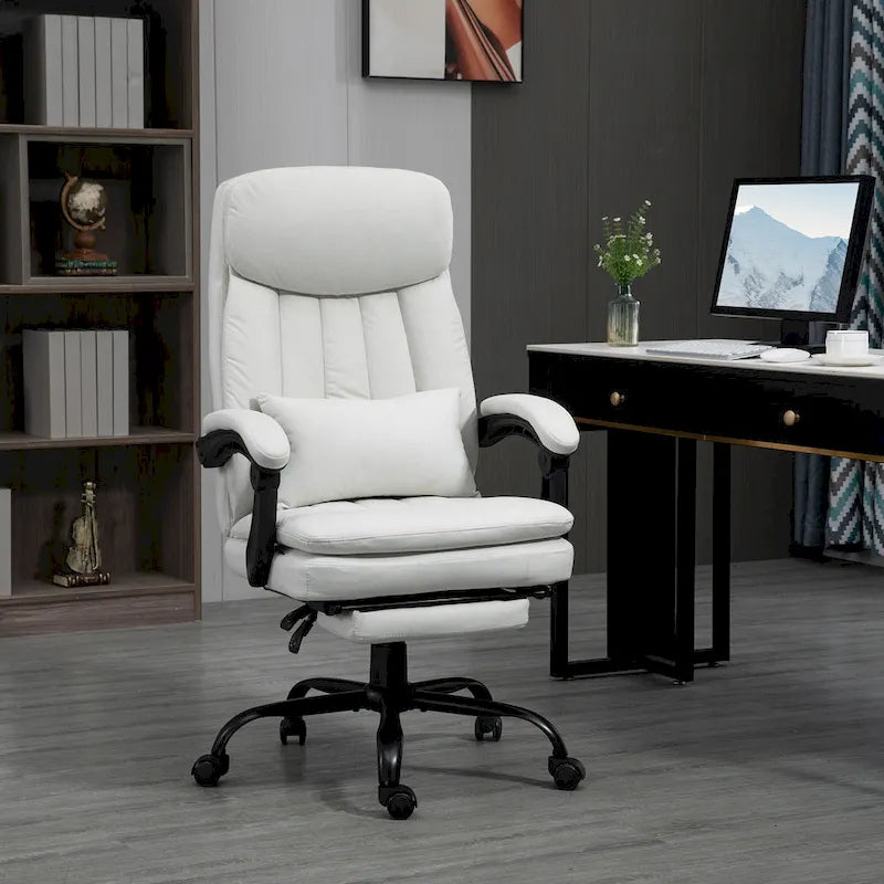 Fauteuil de bureau de direction de massage en microfibre, Chaise de bureau pivotante d'ordinateur, Fauteuil d'ordinateur inclinable chauffant avec oreiller de soutien lombaire