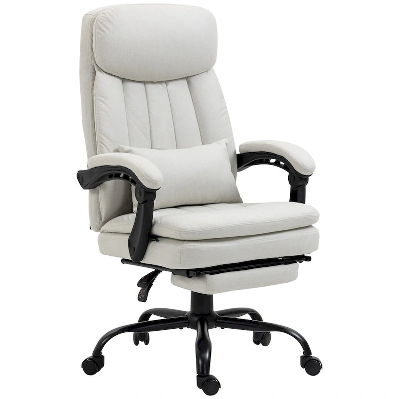 Fauteuil de bureau de direction de massage en microfibre, Chaise de bureau pivotante d'ordinateur, Fauteuil d'ordinateur inclinable chauffant avec oreiller de soutien lombaire