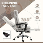 Fauteuil de bureau de direction de massage en microfibre, Chaise de bureau pivotante d'ordinateur, Fauteuil d'ordinateur inclinable chauffant avec oreiller de soutien lombaire