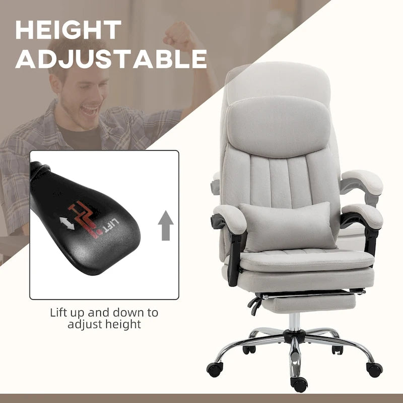 Fauteuil de bureau de direction de massage en microfibre, Chaise de bureau pivotante d'ordinateur, Fauteuil d'ordinateur inclinable chauffant avec oreiller de soutien lombaire