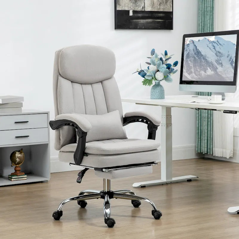 Fauteuil de bureau de direction de massage en microfibre, Chaise de bureau pivotante d'ordinateur, Fauteuil d'ordinateur inclinable chauffant avec oreiller de soutien lombaire