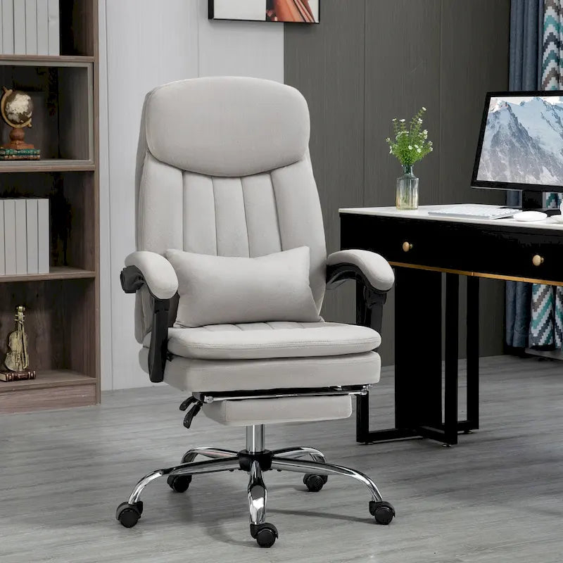 Fauteuil de bureau de direction de massage en microfibre, Chaise de bureau pivotante d'ordinateur, Fauteuil d'ordinateur inclinable chauffant avec oreiller de soutien lombaire