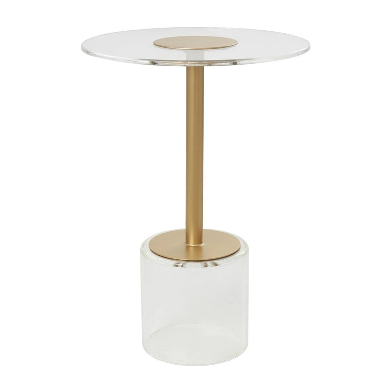 Table d'appoint en acrylique transparent avec support doré et base surélevée | 15.7x15.7x22.6H