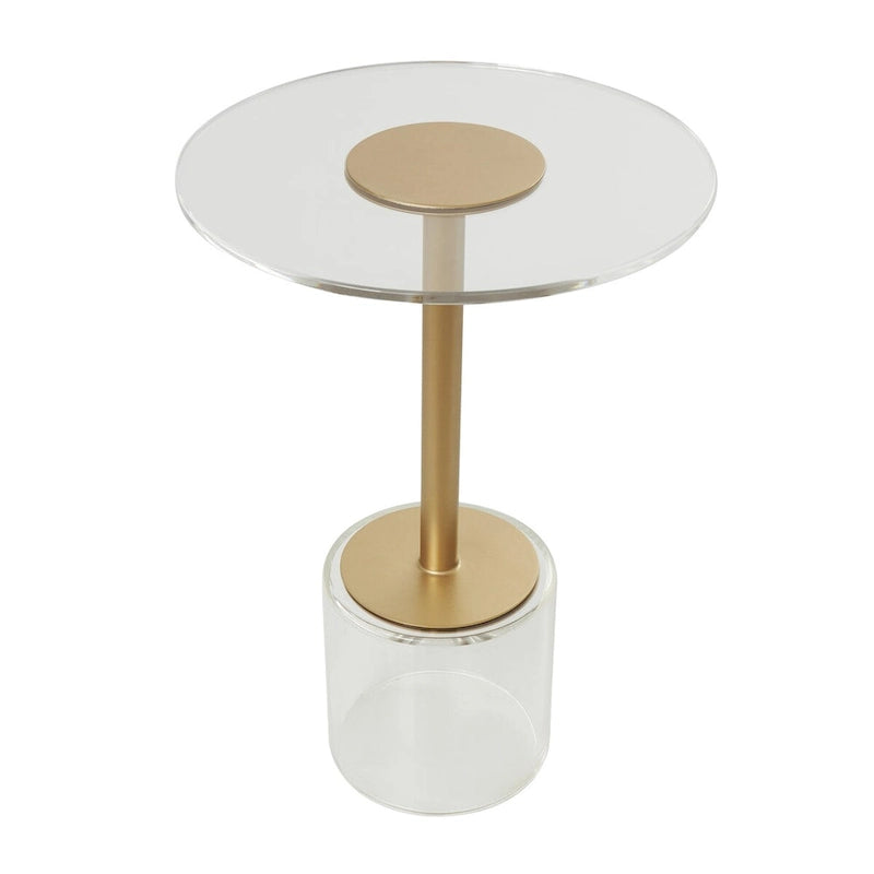 Table d'appoint en acrylique transparent avec support doré et base surélevée | 15.7x15.7x22.6H