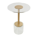 Table d'appoint en acrylique transparent avec support doré et base surélevée | 15.7x15.7x22.6H