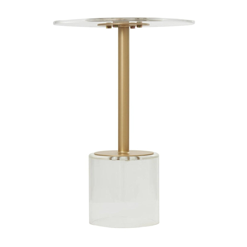 Table d'appoint en acrylique transparent avec support doré et base surélevée | 15.7x15.7x22.6H