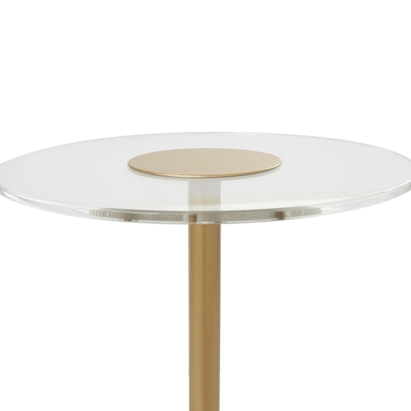 Table d'appoint en acrylique transparent avec support doré et base surélevée | 15.7x15.7x22.6H