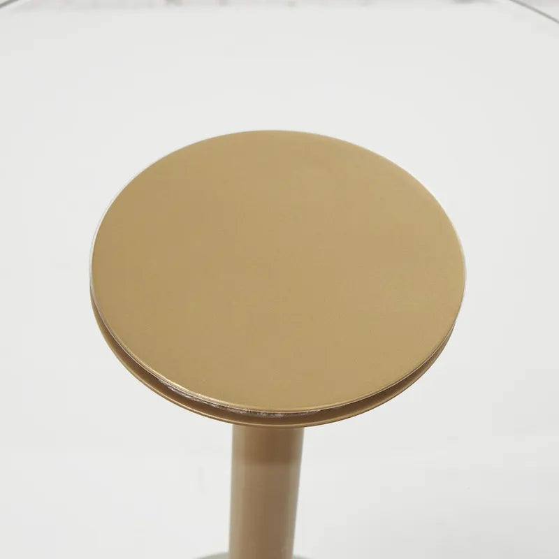 Table d'appoint en acrylique transparent avec support doré et base surélevée | 15.7x15.7x22.6H