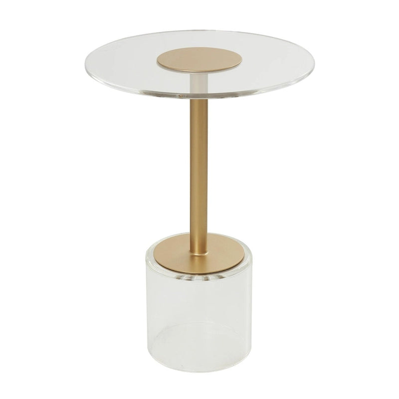 Table d'appoint en acrylique transparent avec support doré et base surélevée | 15.7x15.7x22.6H