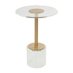 Table d'appoint en acrylique transparent avec support doré et base surélevée | 15.7x15.7x22.6H