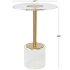 Table d'appoint en acrylique transparent avec support doré et base surélevée | 15.7x15.7x22.6H