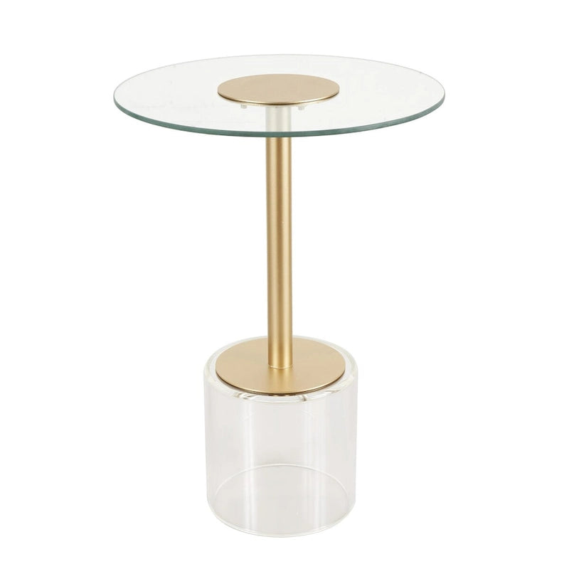 Table d'appoint en acrylique transparent avec support doré et base surélevée | 15.7x15.7x22.6H
