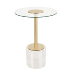 Table d'appoint en acrylique transparent avec support doré et base surélevée | 15.7x15.7x22.6H