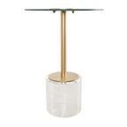 Table d'appoint en acrylique transparent avec support doré et base surélevée | 15.7x15.7x22.6H