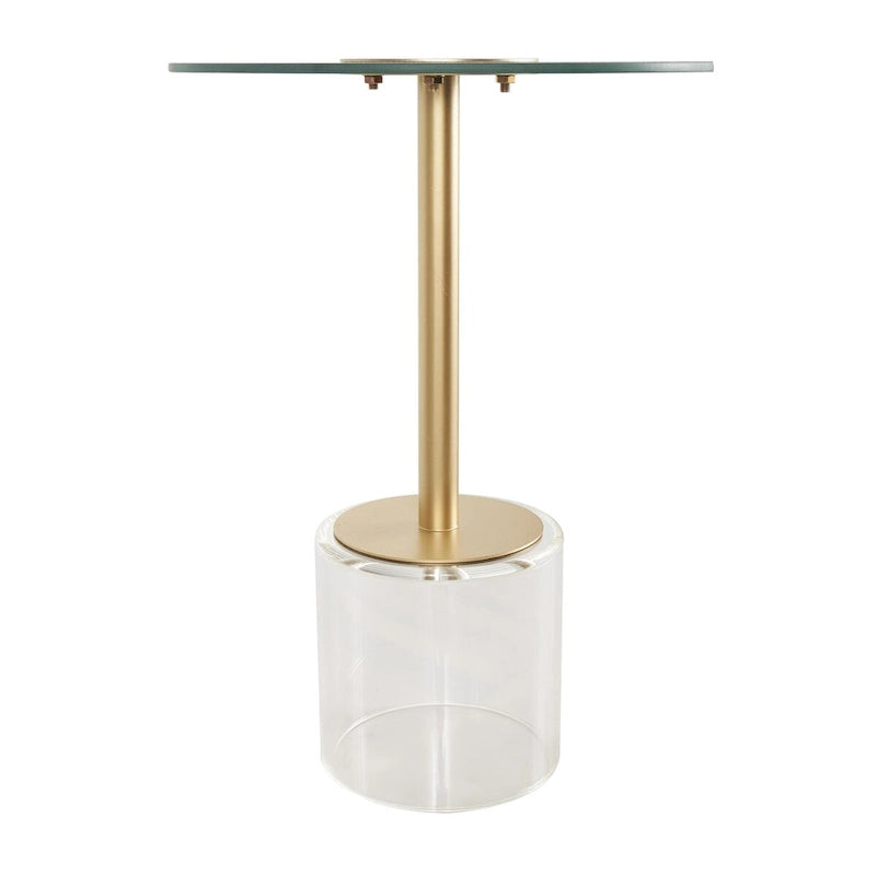 Table d'appoint en acrylique transparent avec support doré et base surélevée | 15.7x15.7x22.6H