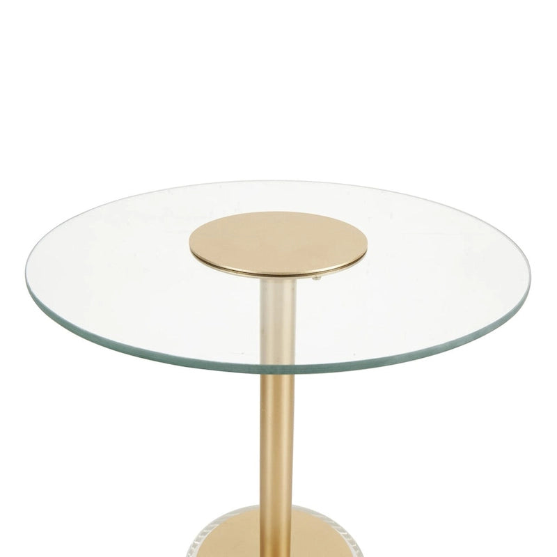 Table d'appoint en acrylique transparent avec support doré et base surélevée | 15.7x15.7x22.6H