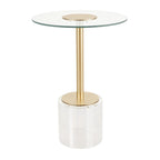Table d'appoint en acrylique transparent avec support doré et base surélevée | 15.7x15.7x22.6H