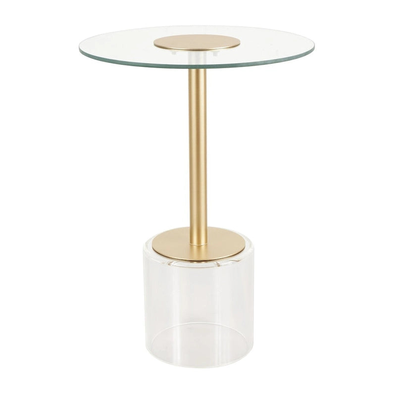 Table d'appoint en acrylique transparent avec support doré et base surélevée | 15.7x15.7x22.6H