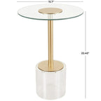 Table d'appoint en acrylique transparent avec support doré et base surélevée | 15.7x15.7x22.6H